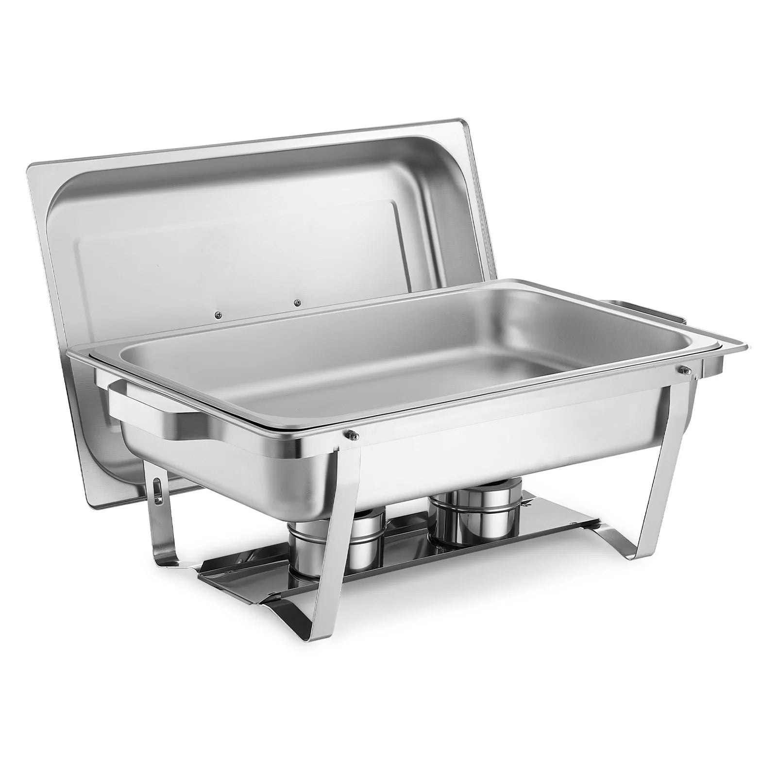 VEVOR Rectangle Chafing Dish, 9 Qt 2 Pack Stainless Steel Chafing Dish, Food Warmer Chafer Complete Set with Hollow Handle, 1 Food Tongs, Lid, Fuel Holder, Chafer Dishes for Banquet Party Wedding 