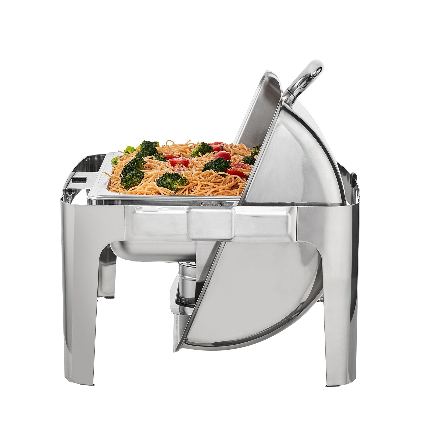 VEVOR Rectangle Roll Top Chafing Dish with 9Qt Pan Visual Glass Lid Fuel Holder 