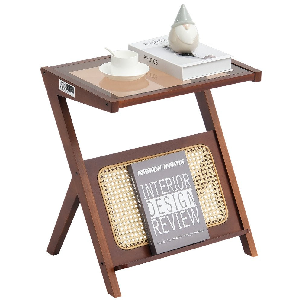 VEVOR Rattan Coffee Table Z-Shaped Rattan Coffee Table 1-Tier for Living Room 