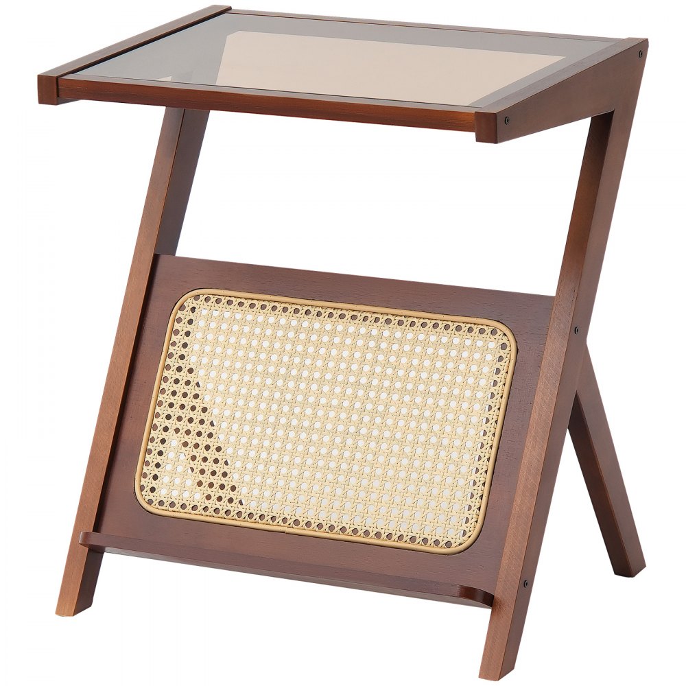 VEVOR Rattan Coffee Table Z-Shaped Rattan Coffee Table 1-Tier for Living Room 