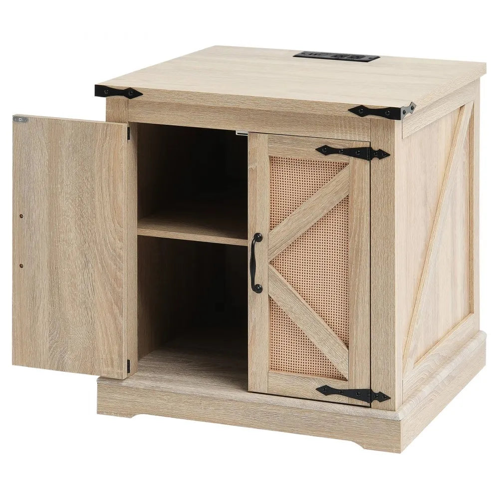 VEVOR Rattan Coffee Table Rectangle Rattan Coffee Table 2-Tier for Living Room