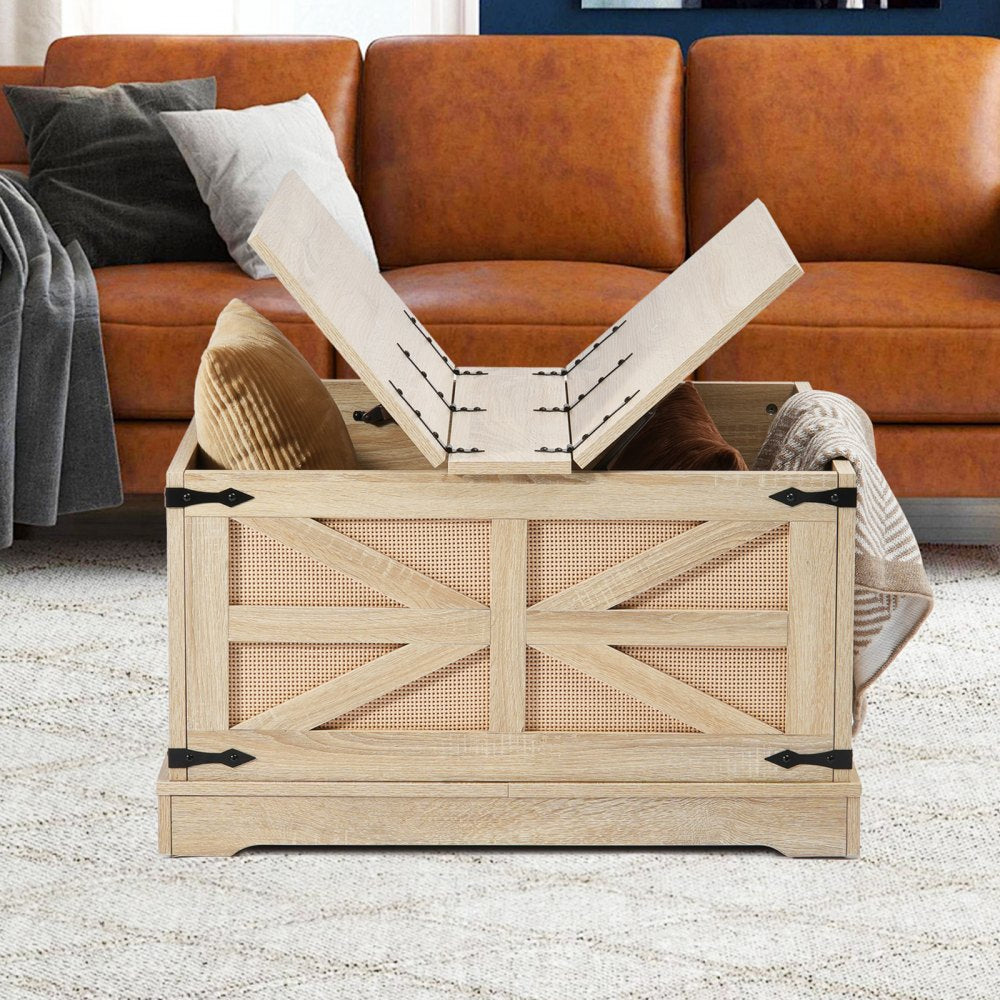 VEVOR Rattan Coffee Table Rectangle Rattan Coffee Table 2-Tier for Living Room 