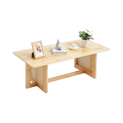 VEVOR Rattan Coffee Table Rectangle Rattan Coffee Table 1-Tier for Living Room 