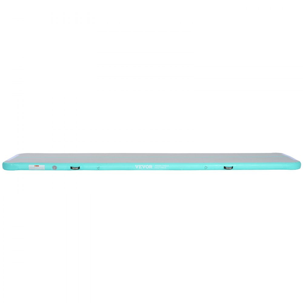 VEVOR Gymnastics Air Mat, 4 inch Thickness Inflatable Gymnastics Tumbling Mat, Tumble Track with Electric Pump, Training Mats for Home Use/Gym/Yoga/Cheerleading/Beach/Park/Water, 13 ft, Mint Green 