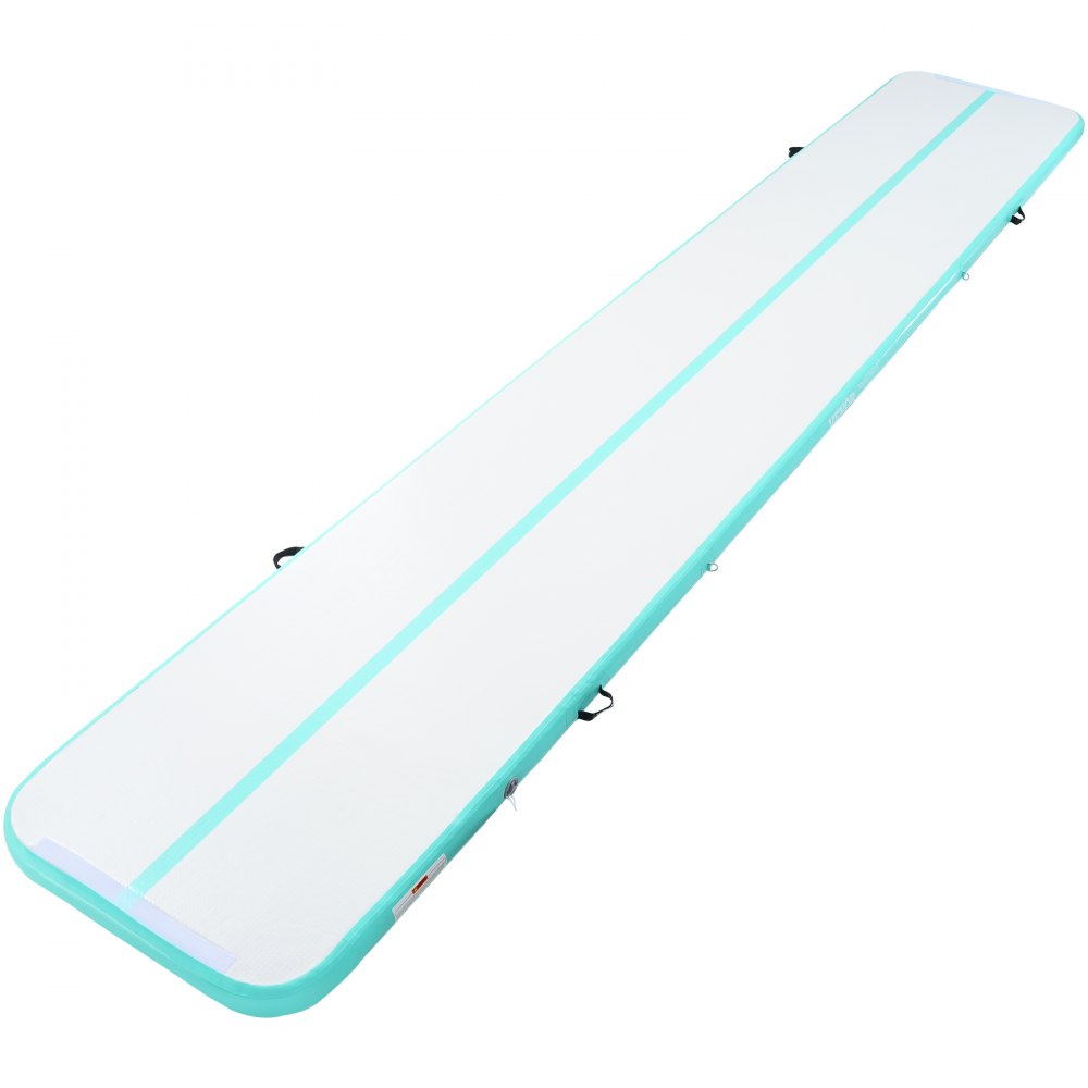 VEVOR Gymnastics Air Mat, 4 inch Thickness Inflatable Gymnastics Tumbling Mat, Tumble Track with Electric Pump, Training Mats for Home Use/Gym/Yoga/Cheerleading/Beach/Park/Water, 20 ft, Mint Green 