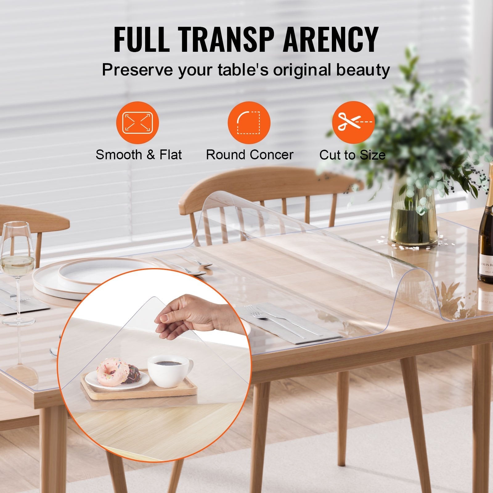 VEVOR PVC Table Protector 16x32 Inch Clear Plastic Desk Protector 1.5mm Thick 