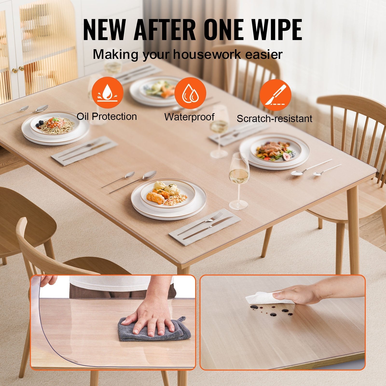 VEVOR PVC Table Protector 36x60 Inch Frosted Plastic Desk Protector 1.5mm Thick 