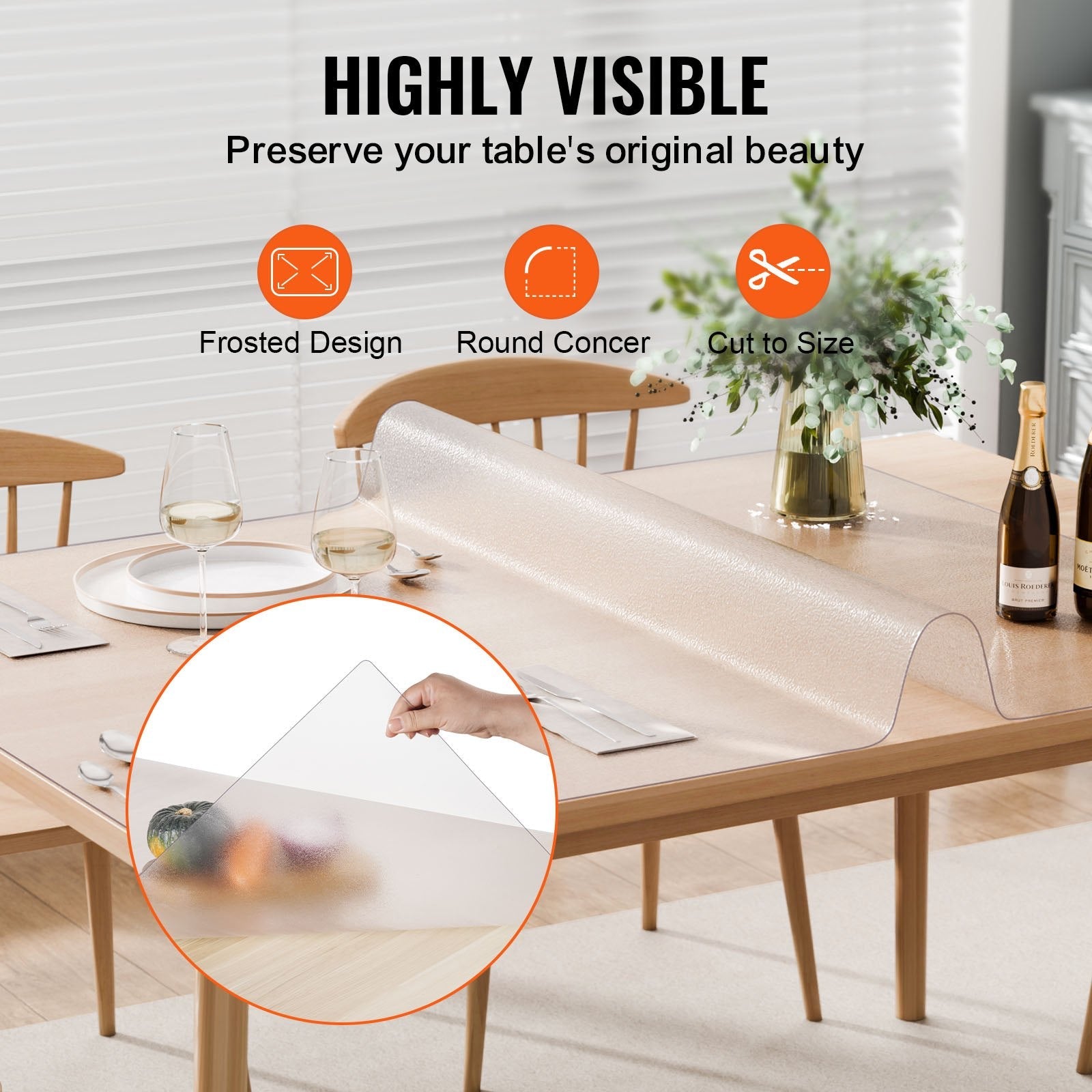 VEVOR PVC Table Protector 36x60 Inch Frosted Plastic Desk Protector 1.5mm Thick 