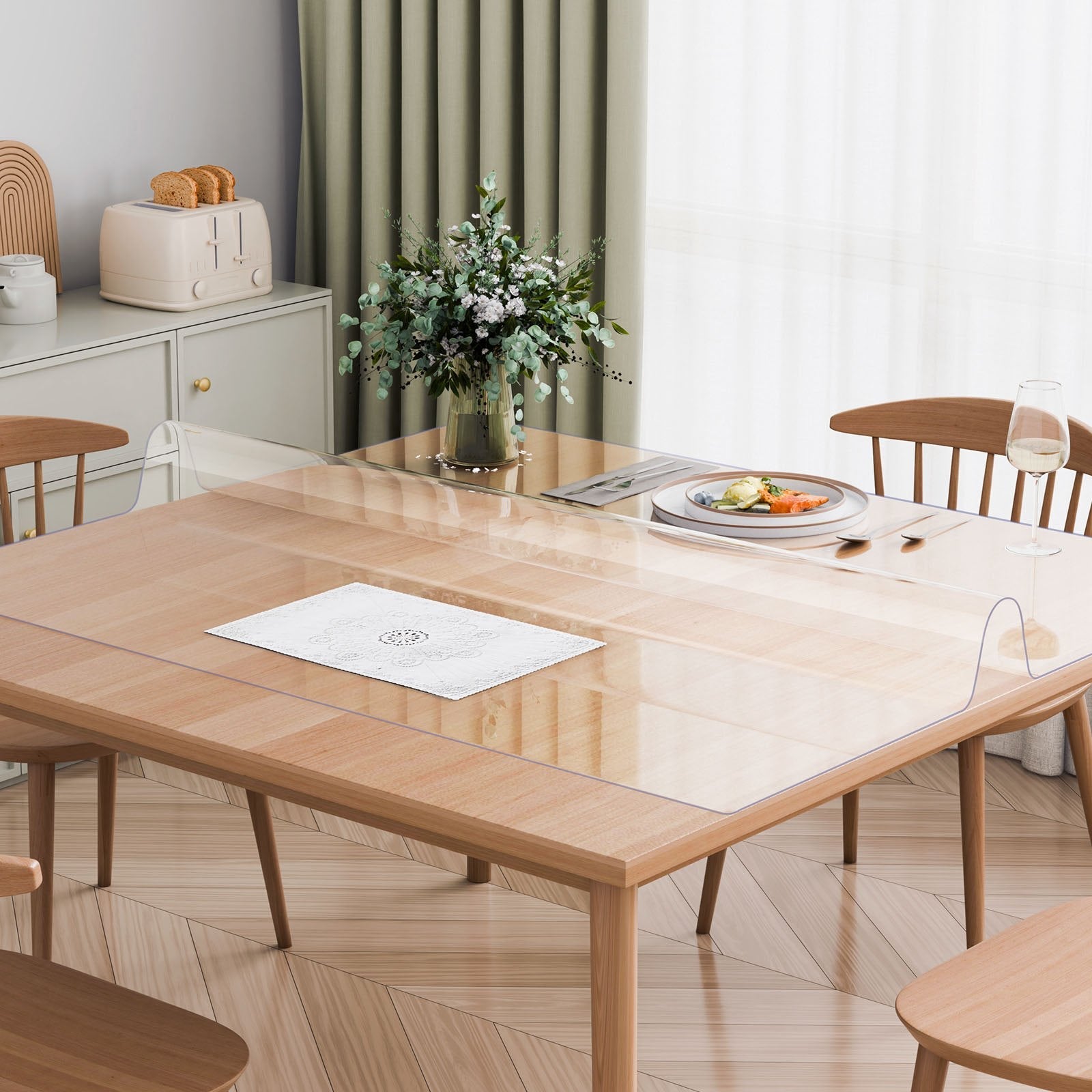 VEVOR PVC Table Protector 48x48 Inch Clear Plastic Desk Protector 1.5mm Thick 