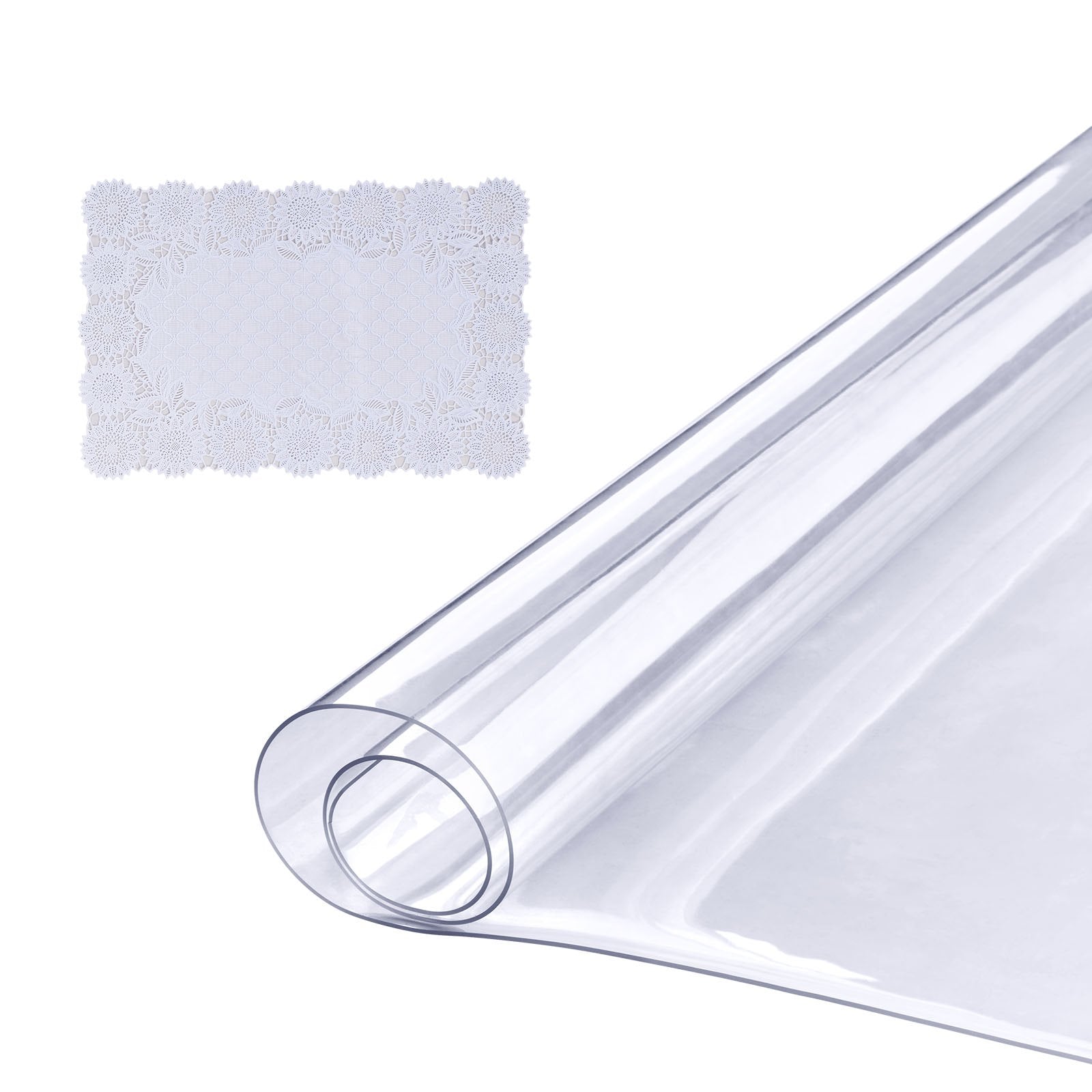 VEVOR Clear Table Cover Protector, 18" x 48"/ 460 x 1232 mm Table Cover, 1.5 mm Thick PVC Plastic Tablecloth, Waterproof Desktop Protector for Writing Desk, Coffee Table, Dining Room Table 