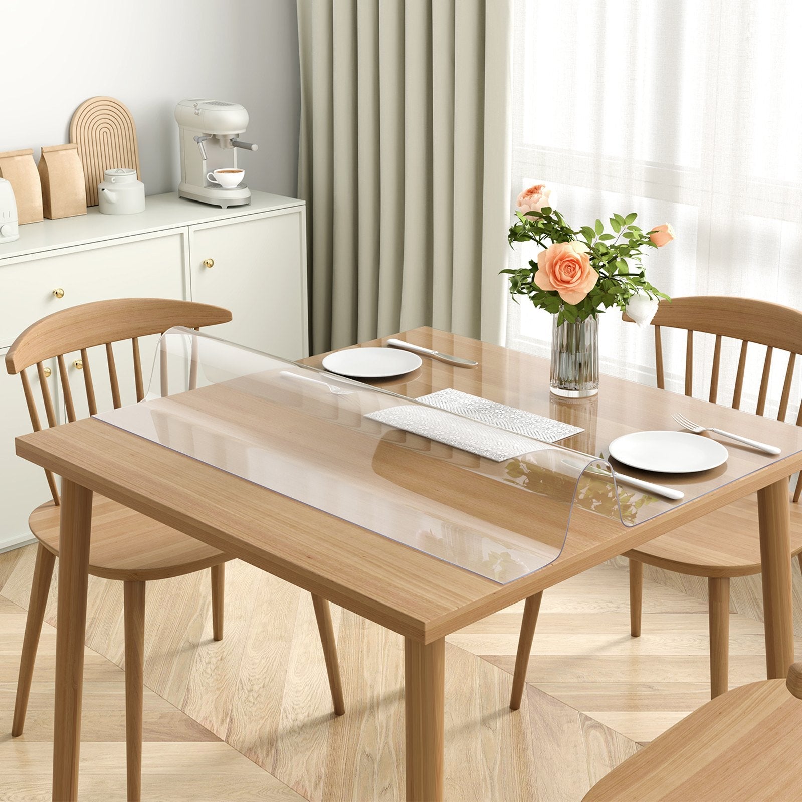 VEVOR Clear Table Cover Protector, 12" x12"/305 x 305 mm Table Cover, 1.5 mm Thick PVC Plastic Tablecloth, Waterproof Desktop Protector for Writing Desk, Coffee Table, Dining Room Table 