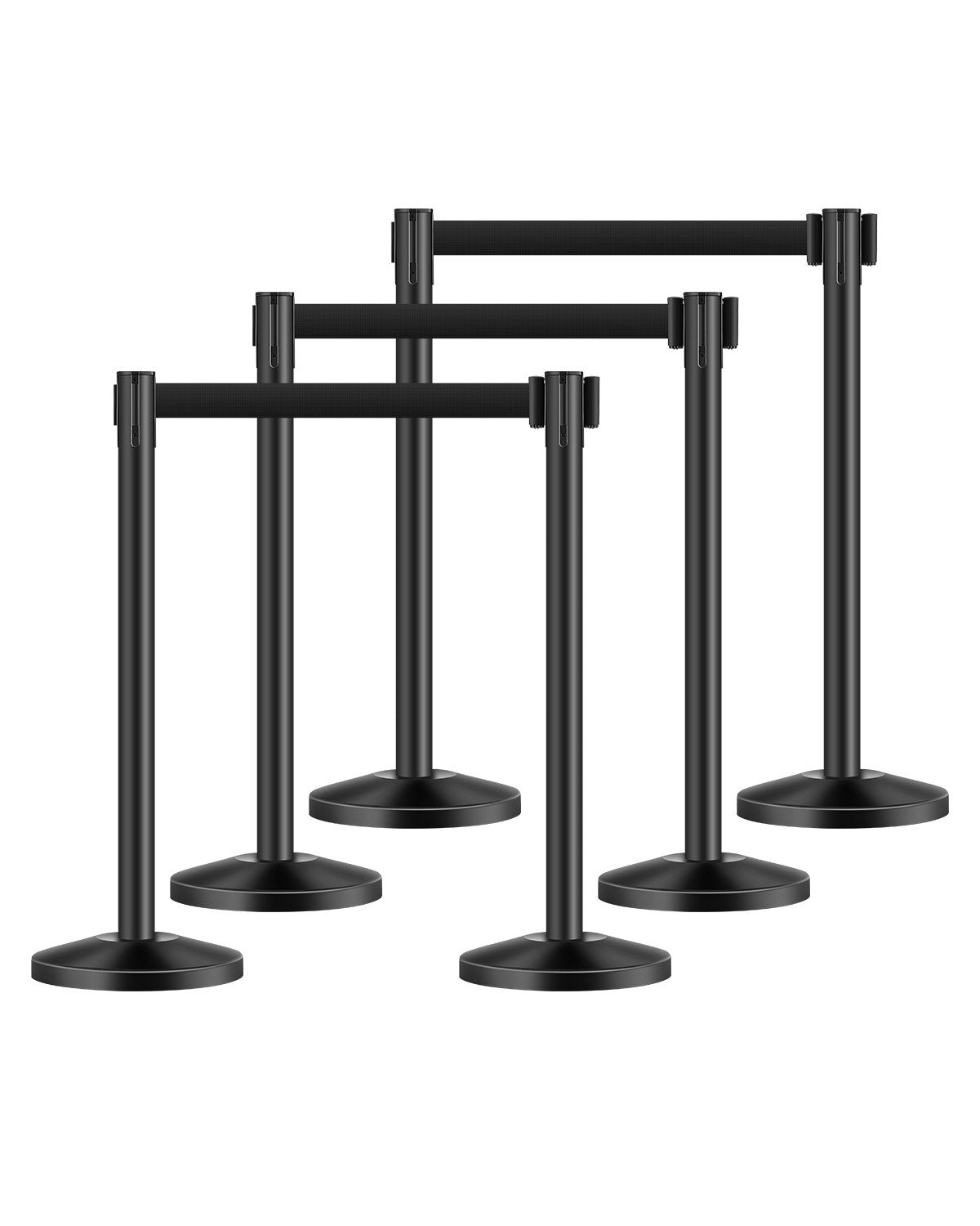 VEVOR 6 Pcs Stanchion Post with 4 Retractable Belts & Sand Injection Hollow Base 