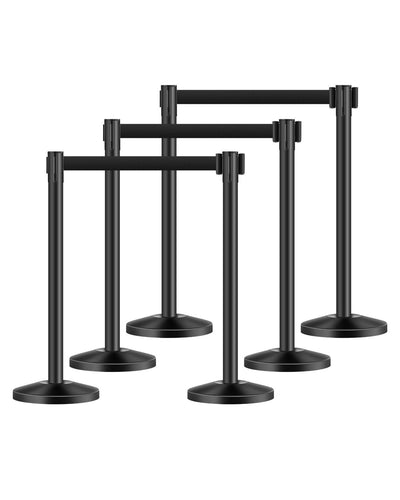 VEVOR 6 Pcs Stanchion Post with 4 Retractable Belts & Sand Injection Hollow Base 