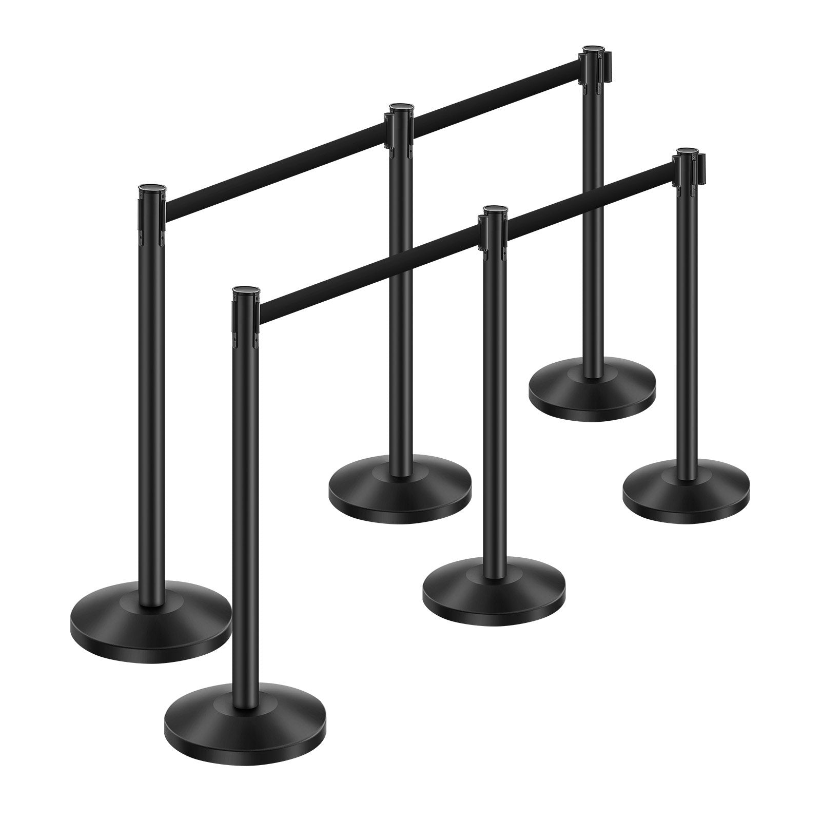 VEVOR 6 Pcs Stanchion Post with 4 Retractable Belts & Sand Injection Hollow Base 