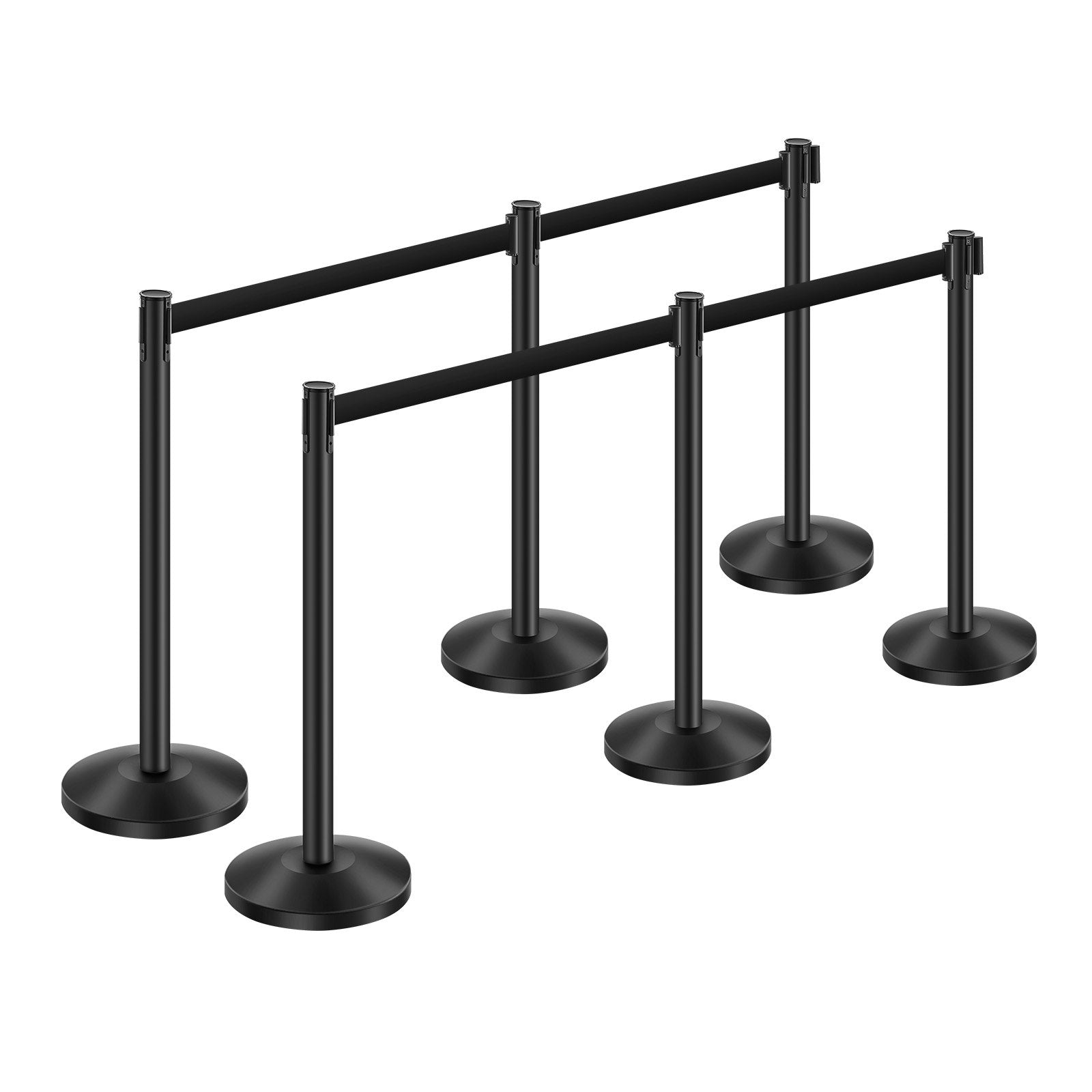 VEVOR 6 Pcs Stanchion Post with 4 Retractable Belts & Sand Injection Hollow Base 