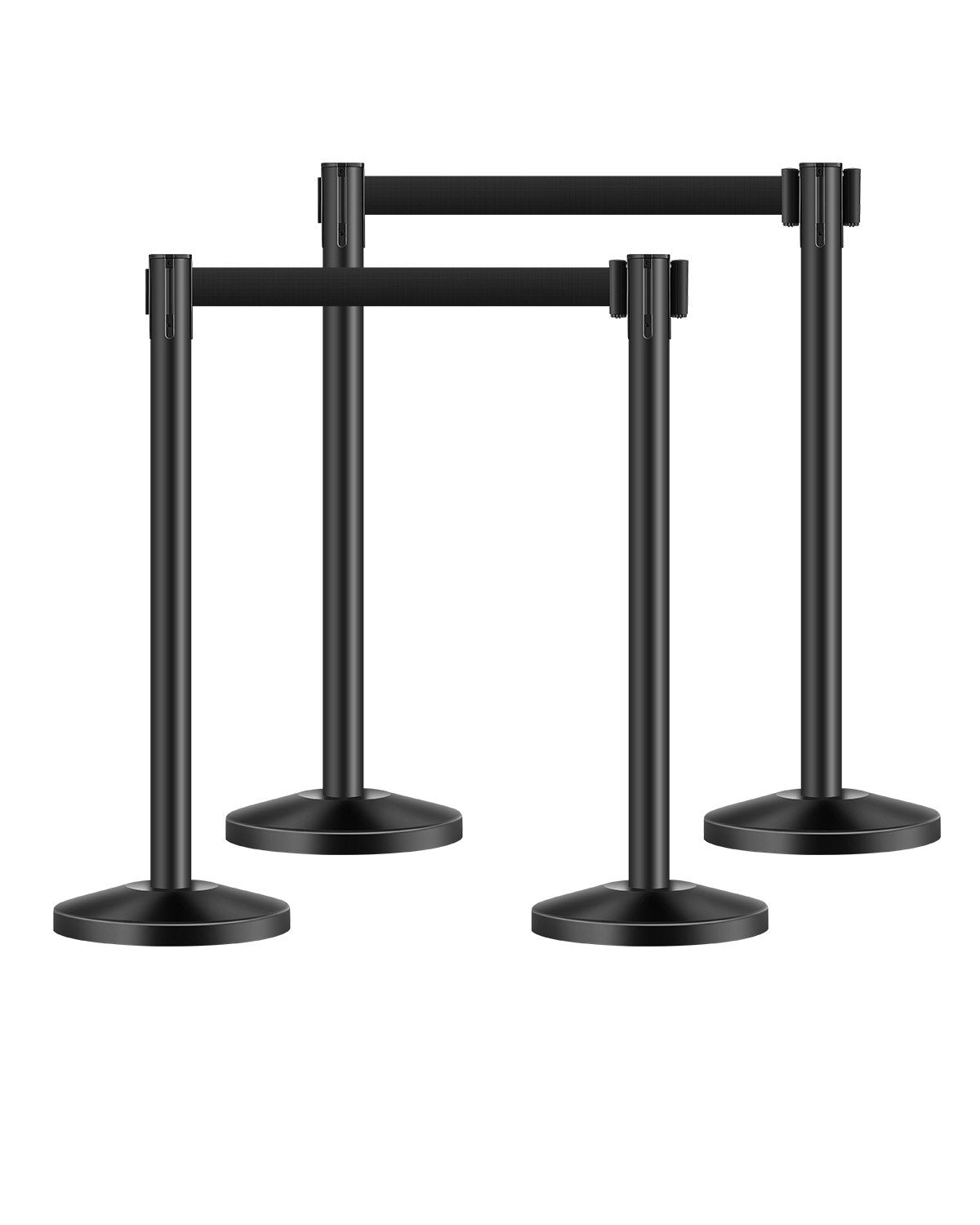 VEVOR 4 Pcs Stanchion Post with 4 Retractable Belts & Sand Injection Hollow Base 