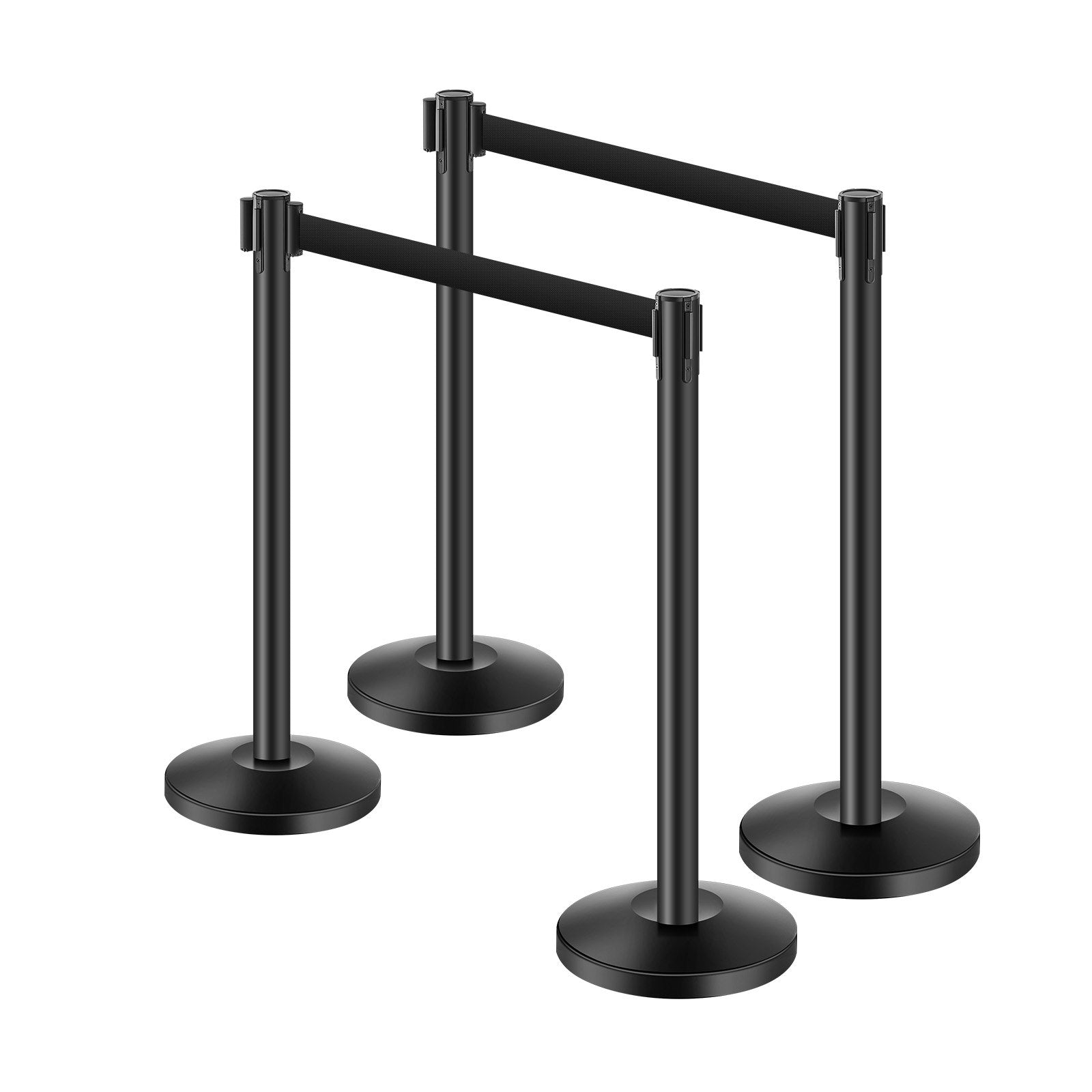 VEVOR 4 Pcs Stanchion Post with 4 Retractable Belts & Sand Injection Hollow Base 
