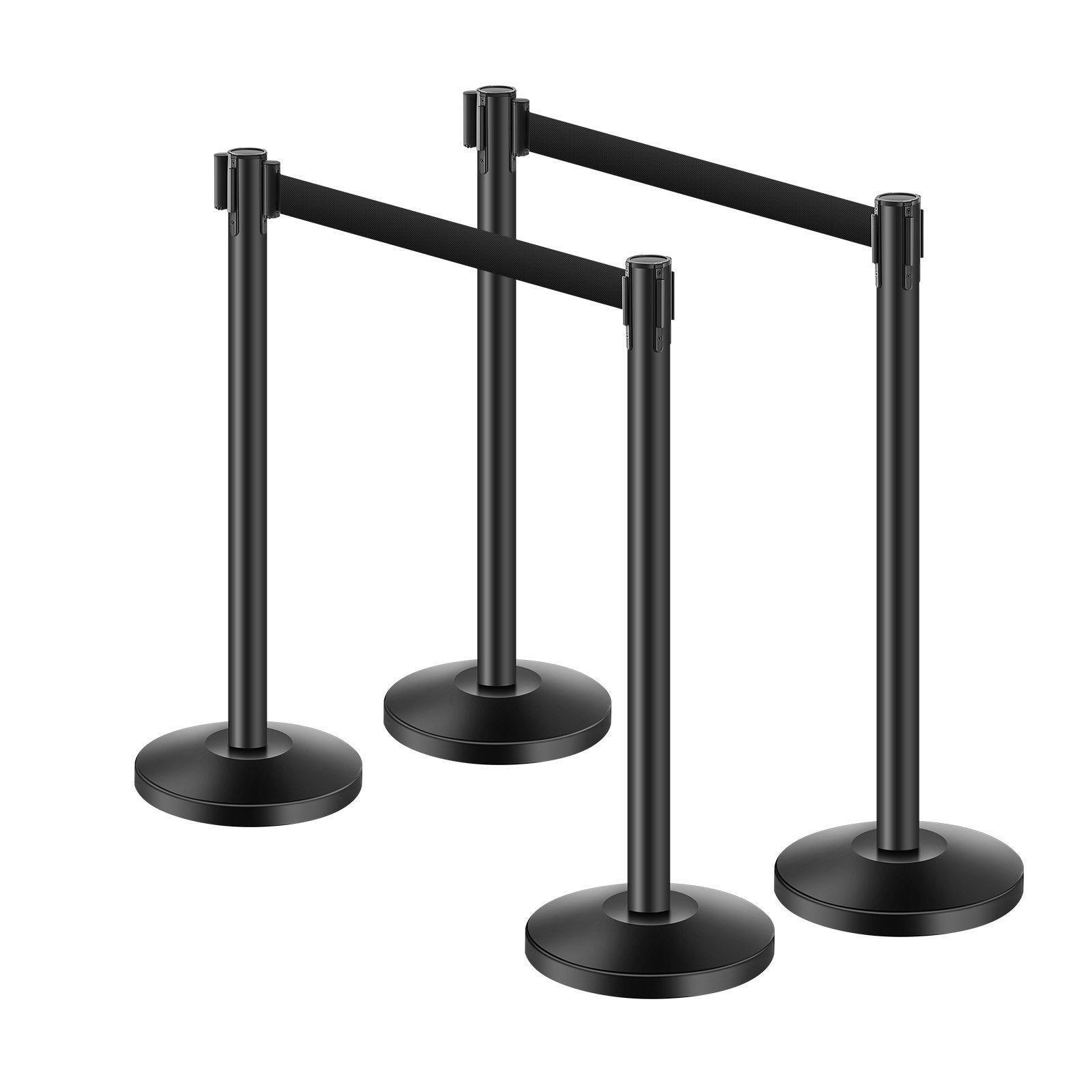 VEVOR 4 Pcs Stanchion Post with 4 Retractable Belts & Sand Injection Hollow Base 
