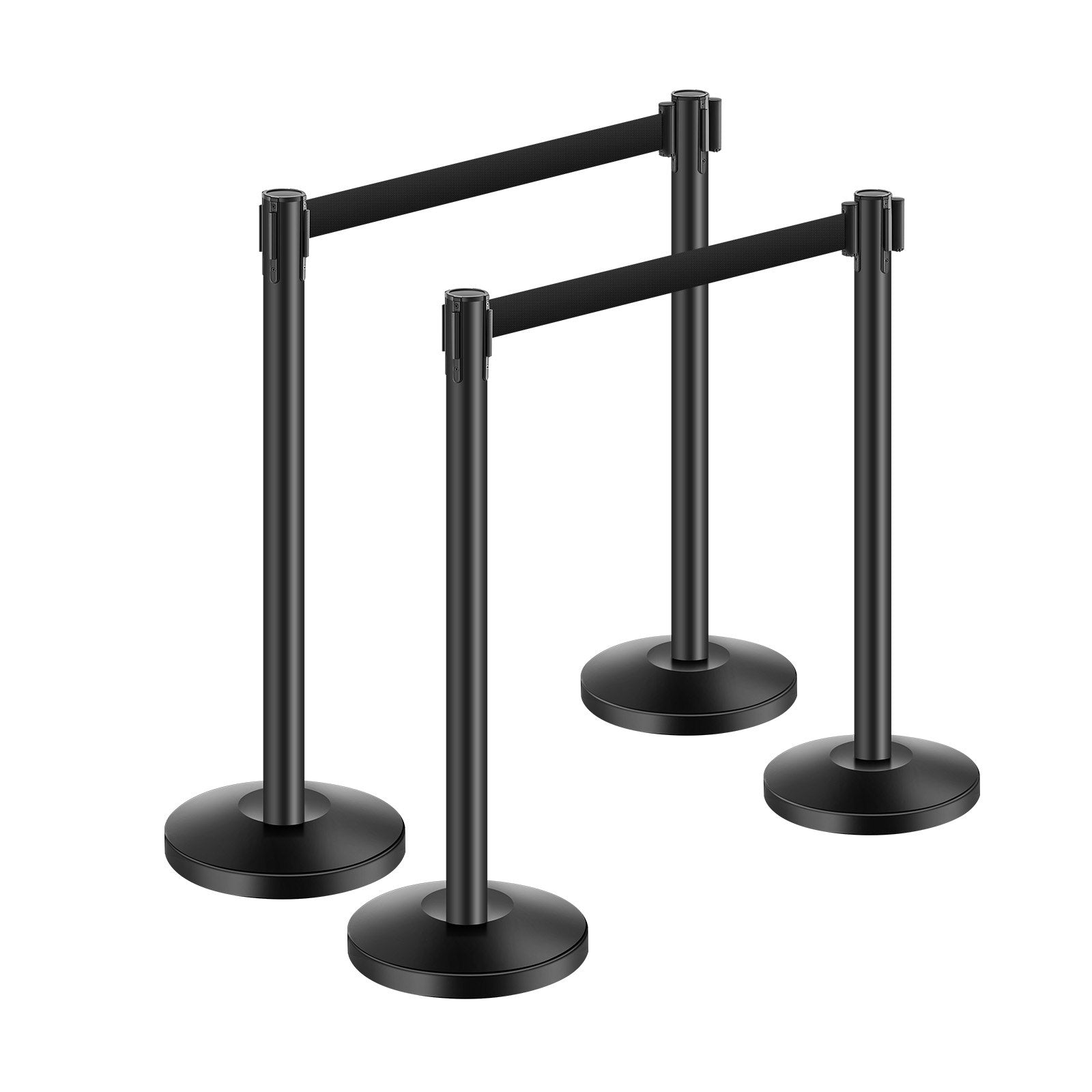 VEVOR 4 Pcs Stanchion Post with 4 Retractable Belts & Sand Injection Hollow Base 