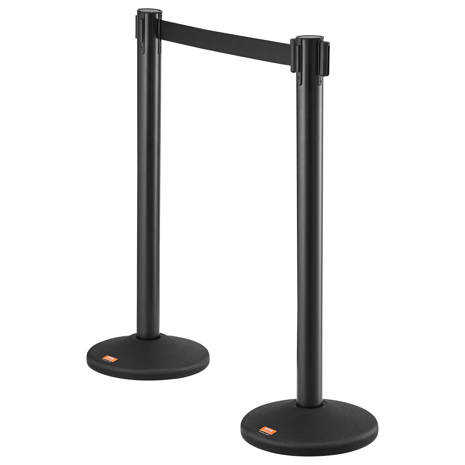 VEVOR Crowd Control Stanchions, 2-Pack Crowd Control Barriers with 6.5FT Black Retractable Belt, Plastic Stanchion Queue Post, Belt Barriers Line Divider Stanchion Set for Party, Airport, Exhibition 