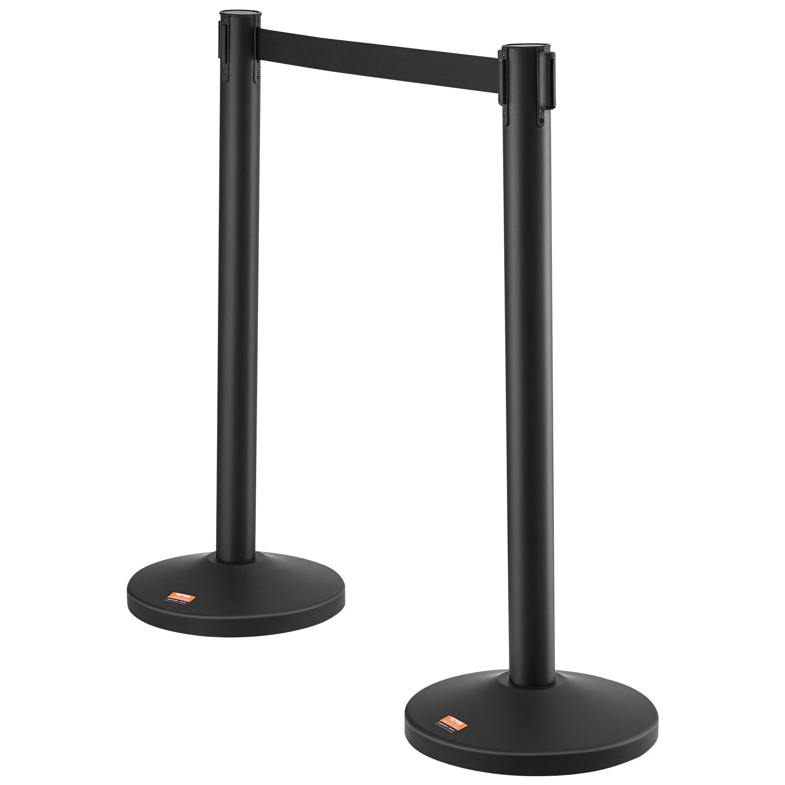 VEVOR Crowd Control Stanchion, 4-Pack Crowd Control Barrier, Carbon Steel Baking Painted Stanchion Queue Post with 2PCS 6.5FT Retractable Belt & Fillable Base, Belt Barrier Line Divider, Easy Assembly 