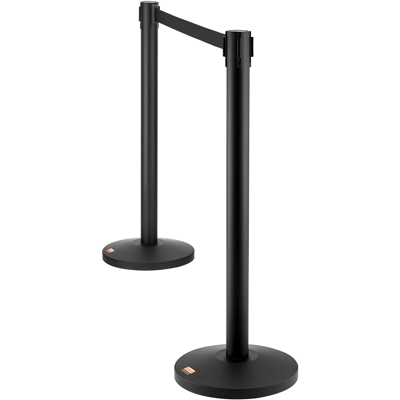VEVOR Crowd Control Stanchions, 2-Pack Crowd Control Barriers, Carbon Steel Baking Painted Stanchion Queue Post with 11FT Black Retractable Belt, Belt Barriers Line Divider for Exhibition, Airport 