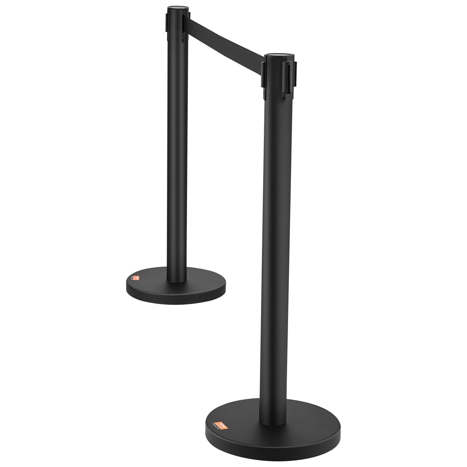 VEVOR Crowd Control Stanchions, 2-Pack Crowd Control Barriers, Carbon Steel Baking Painted Stanchion Queue Post with 6.5FT Black Retractable Belt, Belt Barriers Line Divider for Exhibition, Airport 