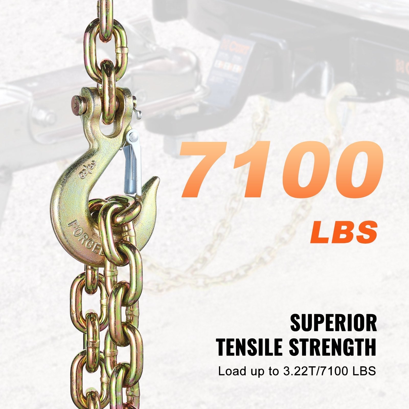 VEVOR Binder Chain G80 Tie Down Tow Chain with Hook 3/8" x 2.9' 2 Pack 7100 lbs 