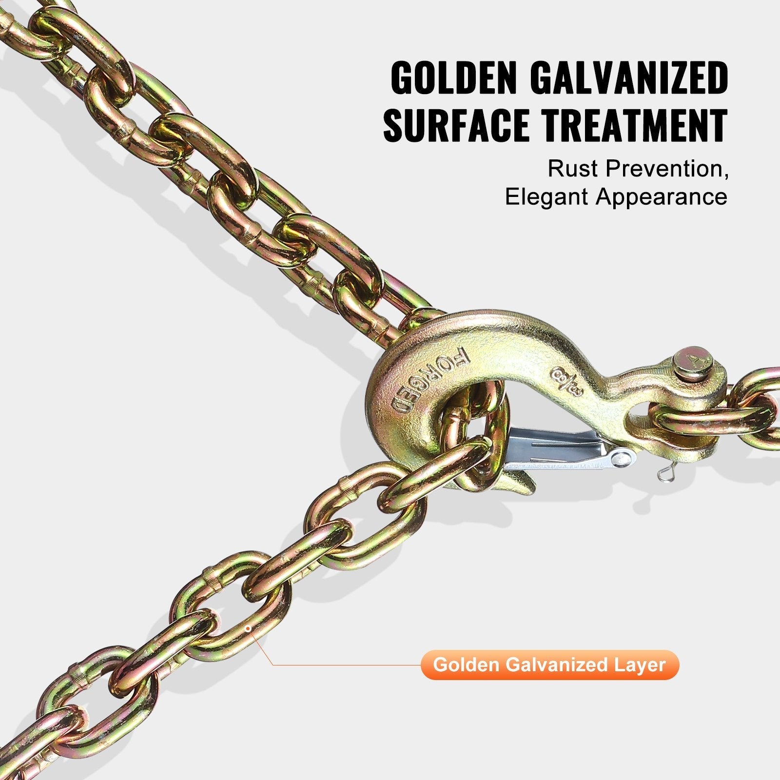 VEVOR Binder Chain G80 Tie Down Tow Chain with Hook 3/8" x 2.9' 2 Pack 7100 lbs 