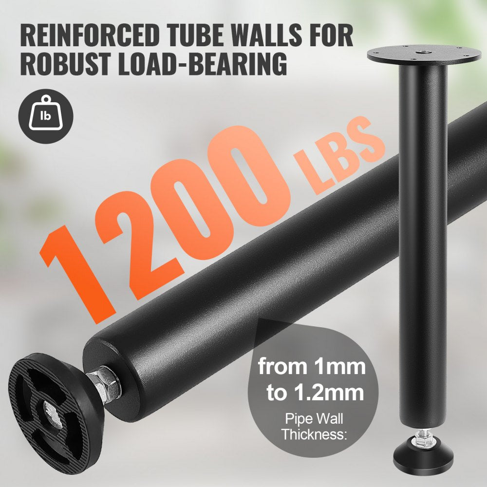 VEVOR 16 Inch Adjustable Desk Legs, Reinforced Steel Office Table Furniture legs Set of 4 for DIY, 1200 lbs Load Capacity Heavy Duty Desk Legs, Quick Instalation Legs with Adjustable Foot Cup Black 