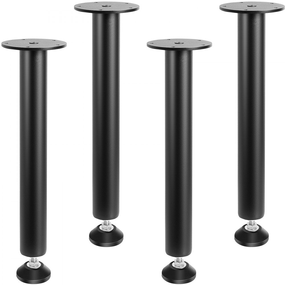 VEVOR 16 Inch Adjustable Desk Legs, Reinforced Steel Office Table Furniture legs Set of 4 for DIY, 1200 lbs Load Capacity Heavy Duty Desk Legs, Quick Instalation Legs with Adjustable Foot Cup Black 