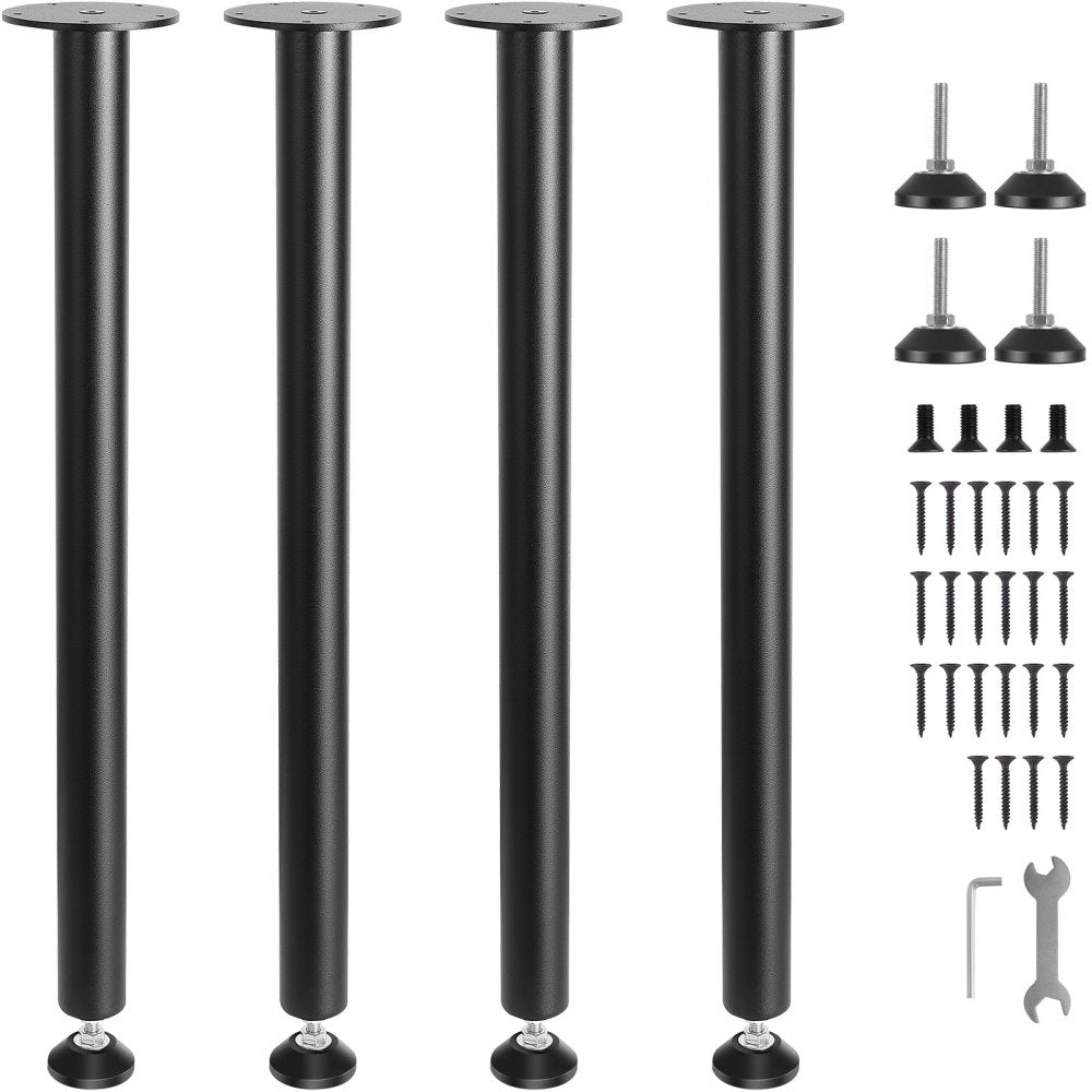 VEVOR 28 Inch Adjustable Desk Legs, Reinforced Steel Office Table Furniture legs Set of 4 for DIY, 1200 lbs Load Capacity Heavy Duty Desk Legs, Quick Instalation Legs with Adjustable Foot Cup Black 
