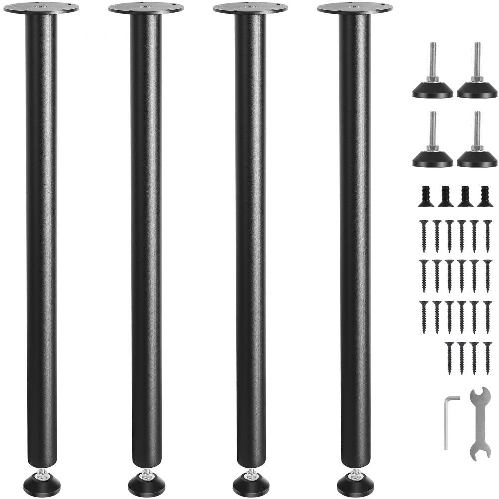 VEVOR 30 Inch Adjustable Desk Legs, Reinforced Steel Office Table Furniture legs Set of 4 for DIY, 1200 lbs Load Capacity Heavy Duty Desk Legs, Quick Instalation Legs with Adjustable Foot Cup Black 