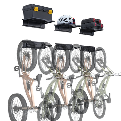 VEVOR Bike Storage Rack Wall Mount Garage Bike Holder & 3 Shelves for 6 Bicycles 