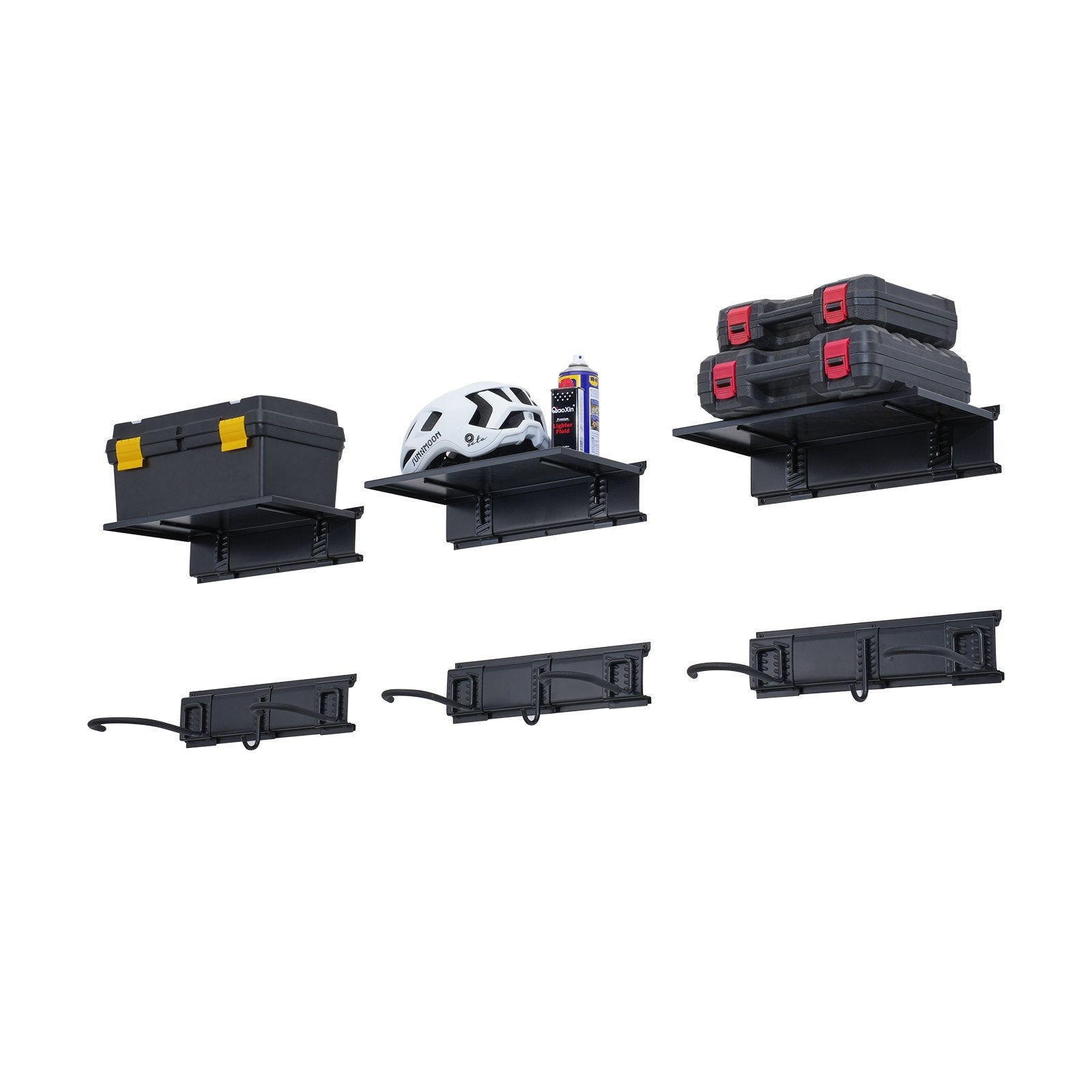 VEVOR Bike Storage Rack Wall Mount Garage Bike Holder & 3 Shelves for 6 Bicycles 