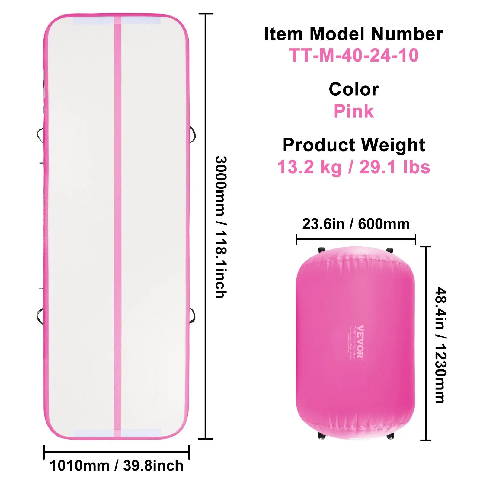 2-Piece Inflatable Gymnastics Air Mat & Air Roller Set with Electric Pump for Tumbling, Cheerleading & Home Training