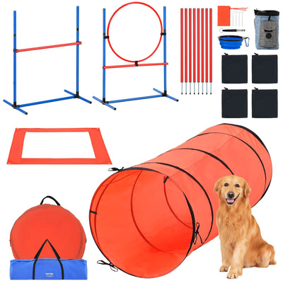 VEVOR Dog Agility Training Equipment 5 PCS Combination Set with Hurdles Tunnel 