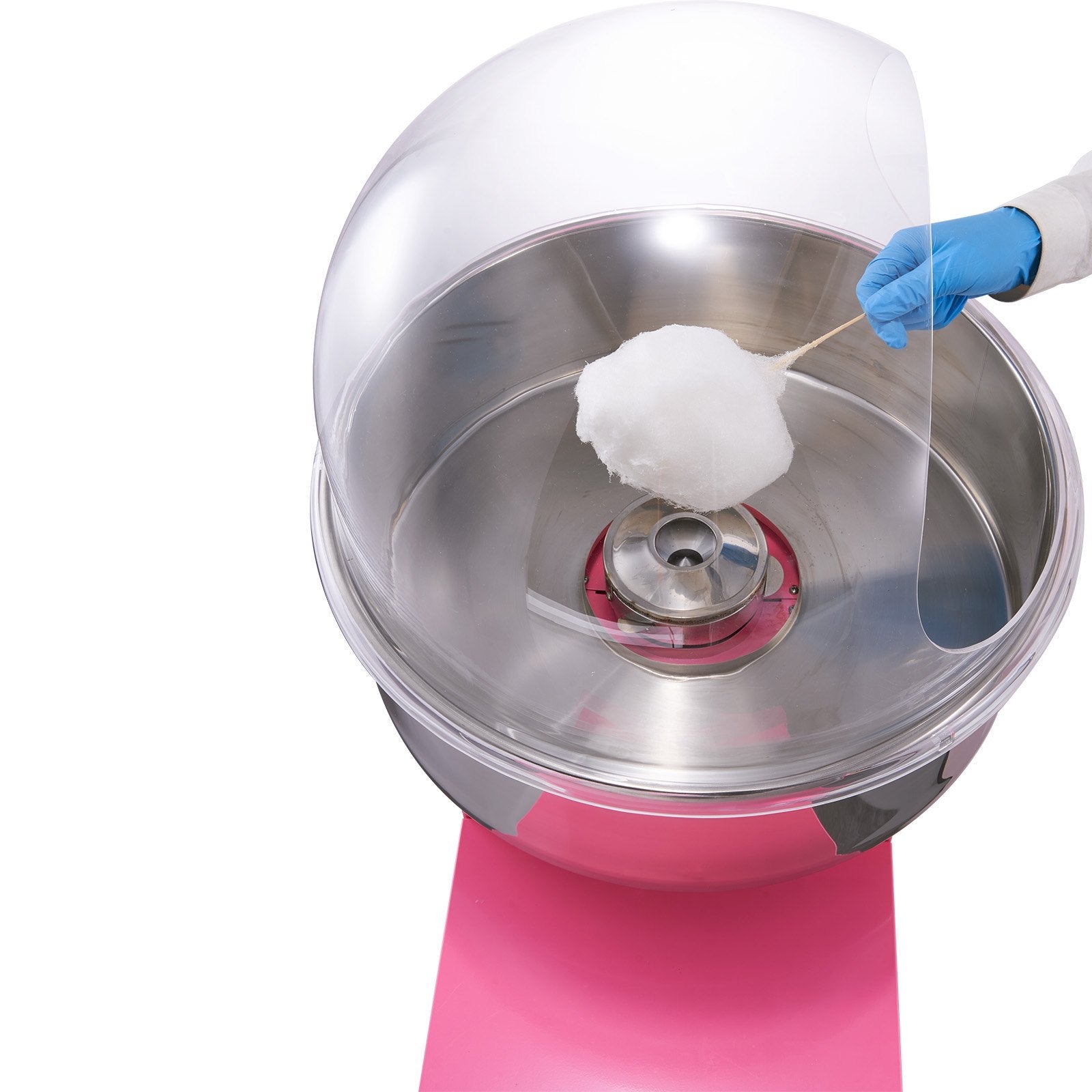 VEVOR Electric Cotton Candy Machine Cart with Bubble Cover Shield, 1000W Commercial Floss Maker with Stainless Steel Bowl, Sugar Scoop and Drawer, Perfect for Home, Kids Birthday, Family Party, Pink 