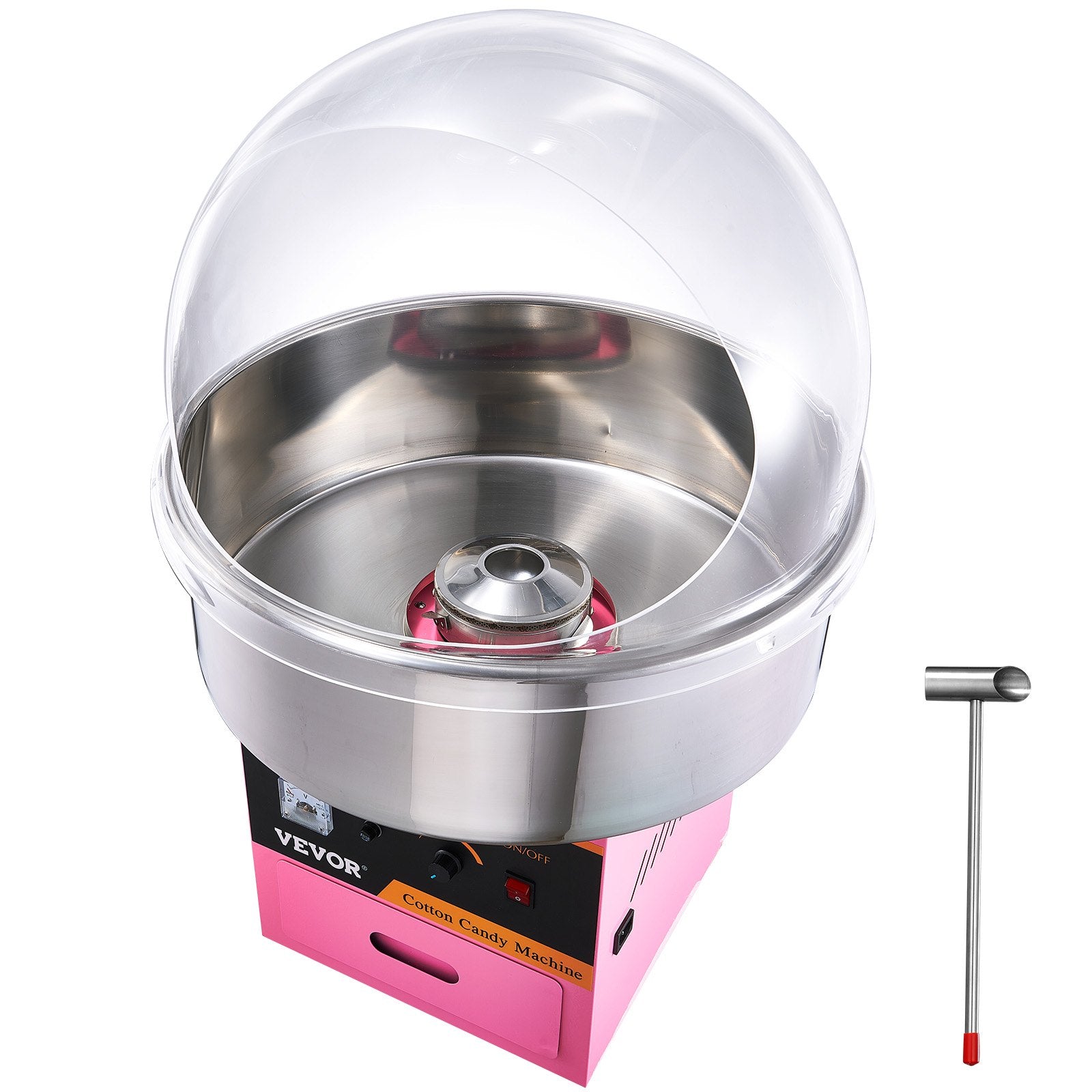 VEVOR Electric Cotton Candy Machine, 1000W Candy Floss Maker, Commercial Cotton Candy Machine with Stainless Steel Bowl, Sugar Scoop, and Cover, Perfect for Home Kids Birthday, Family Party Pink 