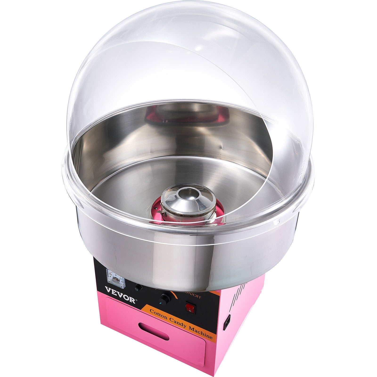 VEVOR Electric Cotton Candy Machine, 1000W Candy Floss Maker, Commercial Cotton Candy Machine with Stainless Steel Bowl, Sugar Scoop, and Cover, Perfect for Home Kids Birthday, Family Party Pink 