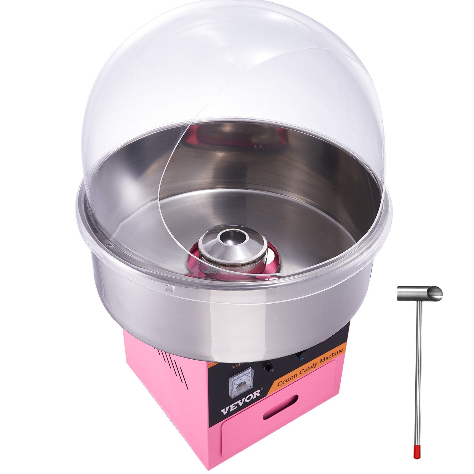 VEVOR Electric Cotton Candy Machine, 1000W Candy Floss Maker, Commercial Cotton Candy Machine with Stainless Steel Bowl, Sugar Scoop, and Cover, Perfect for Home Kids Birthday, Family Party Pink 