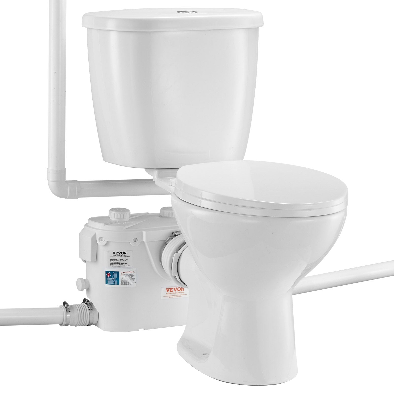 VEVOR Macerating Toilet System with 500W Pump Upflush Toilet For Basement 