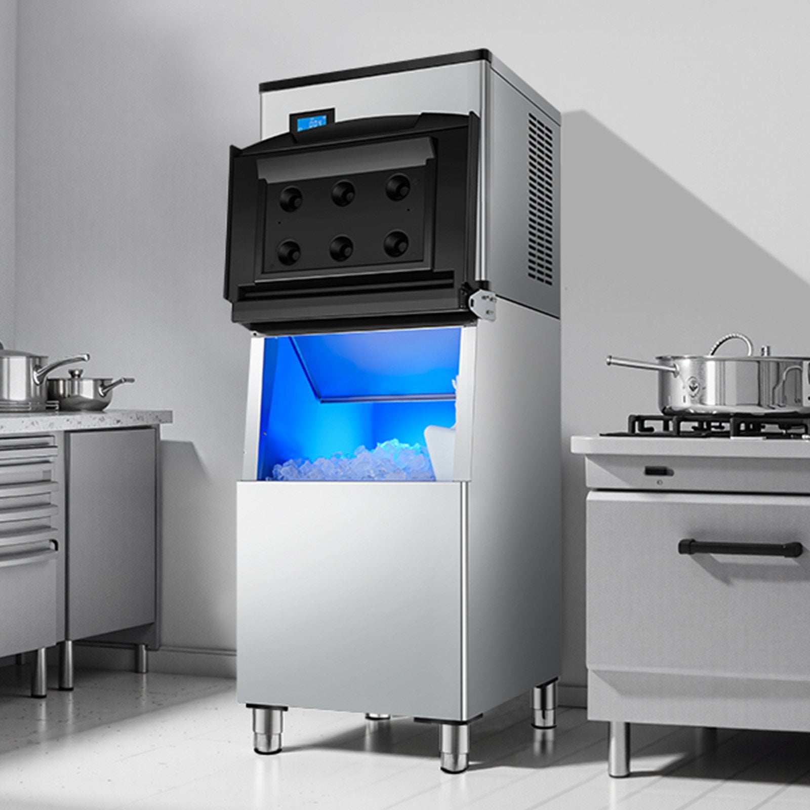 VEVOR Commercial Ice Maker 300LBS/24H & 250LBS Storage Bin Auto Self-Cleaning 