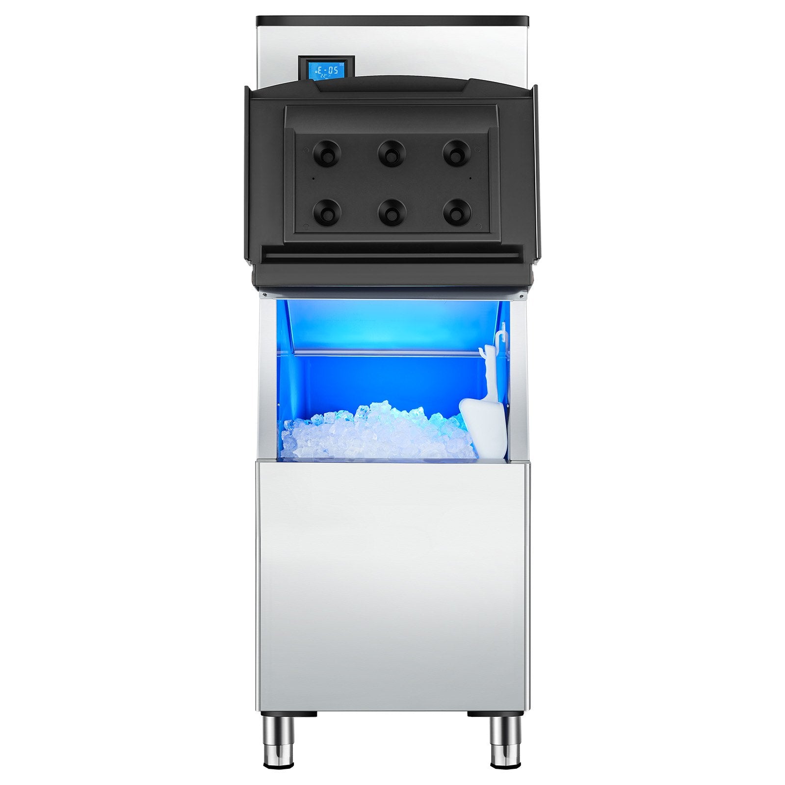 VEVOR Commercial Ice Maker 300LBS/24H & 250LBS Storage Bin Auto Self-Cleaning 