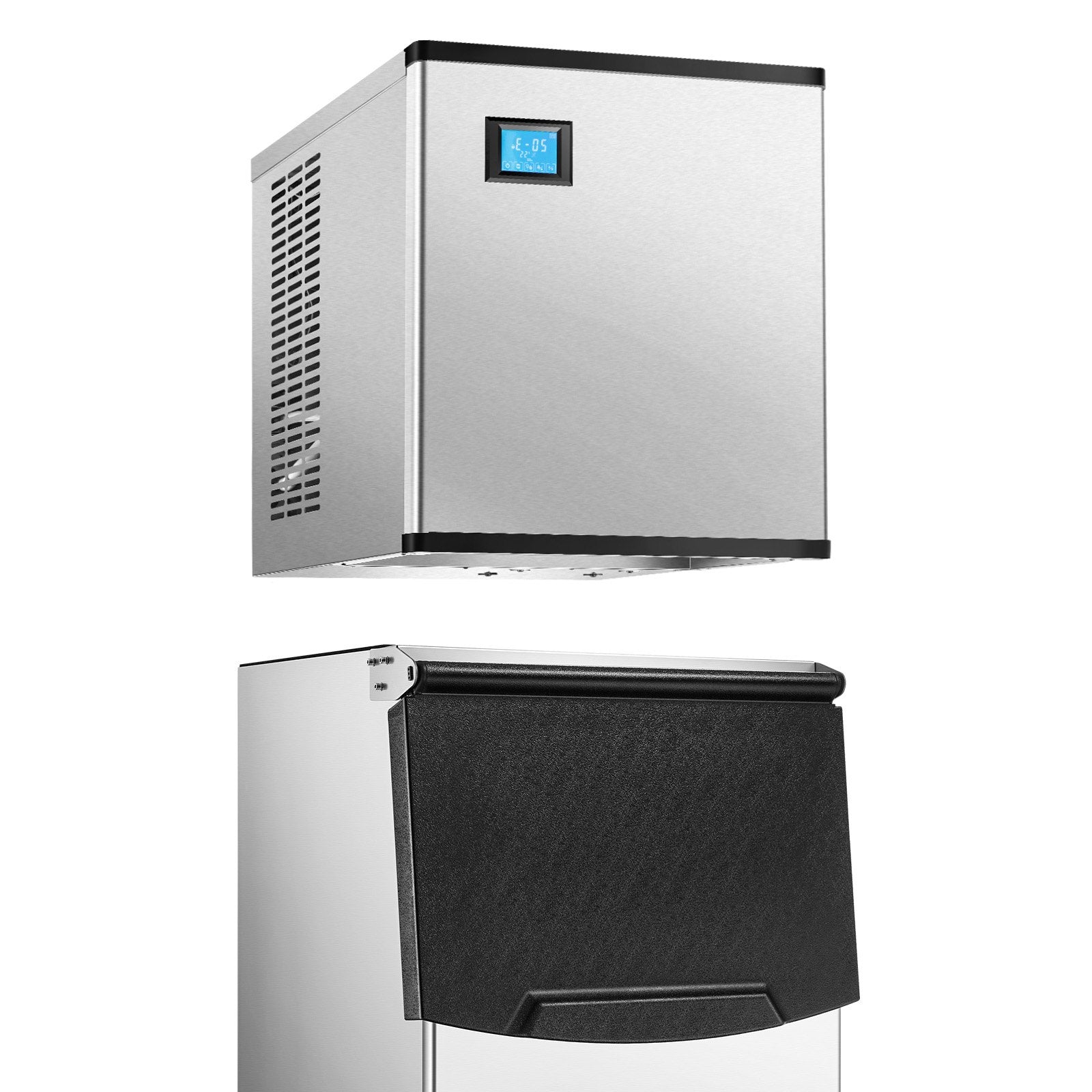 VEVOR Commercial Ice Maker 500LBS/24H & 250LBS Storage Bin Auto Self-Cleaning 