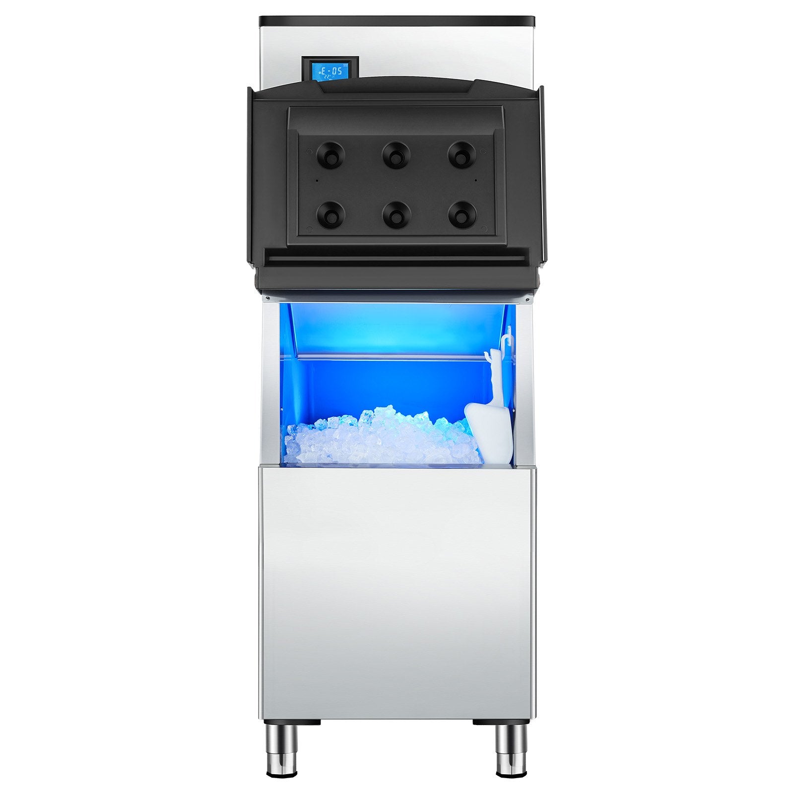 VEVOR Commercial Ice Maker 500LBS/24H & 250LBS Storage Bin Auto Self-Cleaning 
