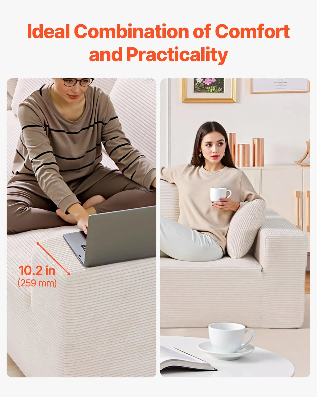 VEVOR Modular Sectional Sofa L Shaped Cloud Couch with Chaise and Cushion Beige