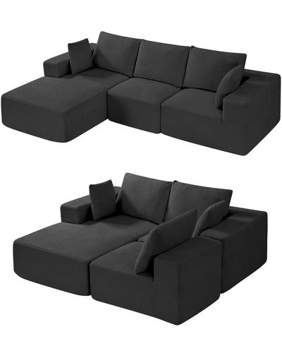 VEVOR Modular Sectional Sofa L Shaped Cloud Couch with Chaise and Cushion Black