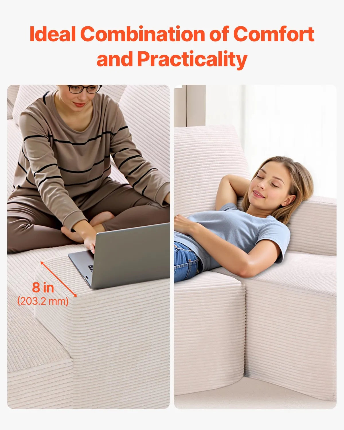 VEVOR Modular Sectional Sofa U Shaped Cloud Couch with Chaise and Cushion Beige