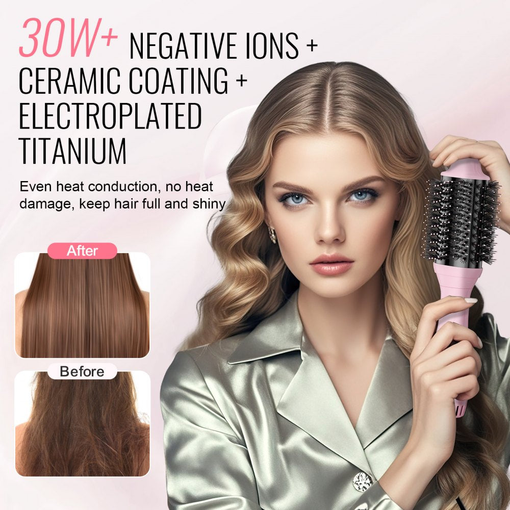 VEVOR Hair Blow Dryer Brush, Ionic Hot Air Styling Brush with 2.6" & 2.95" Head 